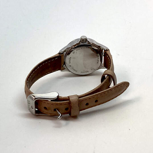 Designer Fossil BQ1102 Leather Strap Stainles Steel Analog Quartz Watch image number 4