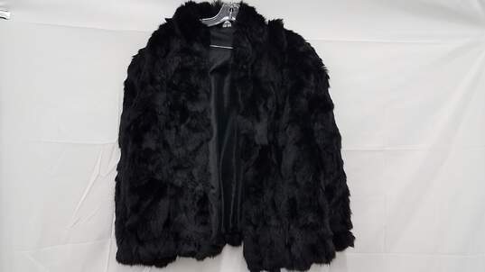 Women's Black Dyed Rabbit Fur Coat Size XL image number 1