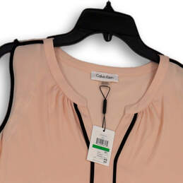 NWT Womens Pink Black Sleeveless Split Neck Pullover Blouse Top Size Large alternative image