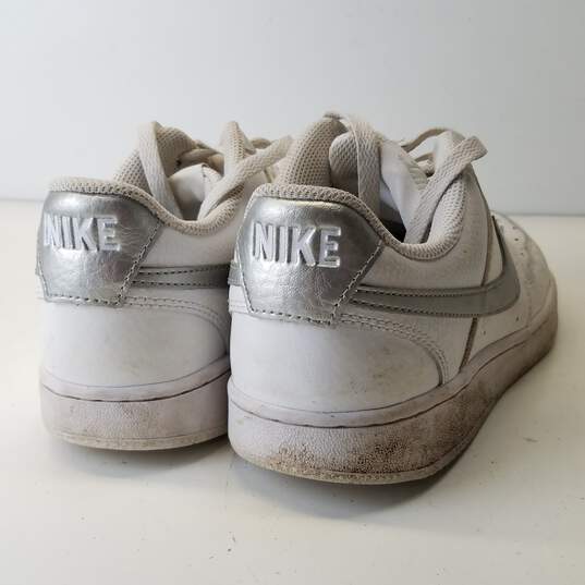 Nike Court Vision Low White Metallic Silver Women's Casual Shoes Size 8.5 image number 4