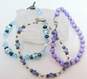 Sterling Silver Purple & Blue Bead Chain Bracelets 38.7g image number 3