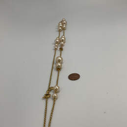 Designer J. Crew Gold-Tone Pretty White Pearl Chain Beaded Necklace alternative image
