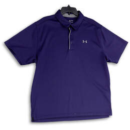 NWT Mens Blue Spread Collar Short Sleeve Side Slit Golf Polo Shirt Size 2XL