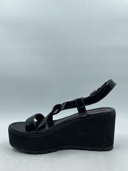 Authentic Prada Black Patent Wedge Sandals W 8.5 alternative image
