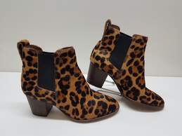 Wm Madewell Boots Reagan Leopard Calf Fur Chelsea Pull-on Booties Sz 6.5