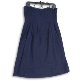 J. Crew Womens Navy Blue Pleated Strapless Back Zip Fit & Flare Dress Size 12 alternative image