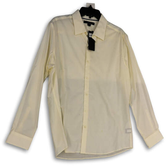 NWT Mens White Long Sleeve Spread Collar Button Up Shirt Size Large image number 1