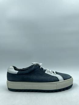 Vtg Ferragamo Blue Leather Low Sneakers M 7.5E(3) COA