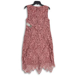 NWT Womens Pink Floral Lace Sleeveless Back Zip Midi Shift Dress Size 14W alternative image