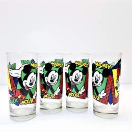 Set of 4 Disney Mickey, Minnie, and Donald 6.5 Inch Glass Cups