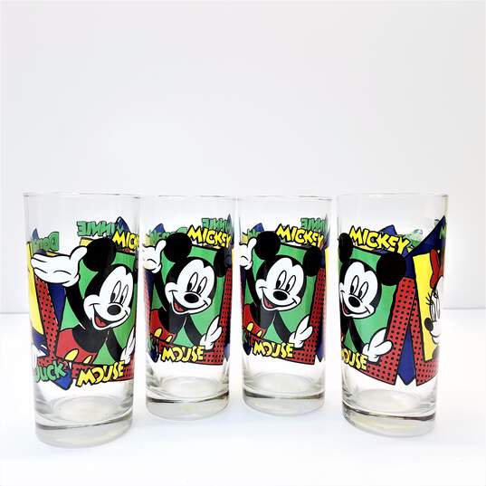 Set of 4 Disney Mickey, Minnie, and Donald 6.5 Inch Glass Cups image number 1