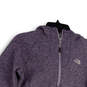 Womens Purple Long Sleeve Half Zip Pockets Pullover Hoodie Size Small image number 3