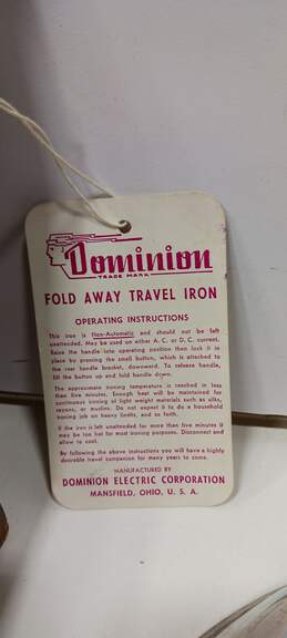 Vintage Dominion Fold Away Travel Iron w/Cable and Case alternative image