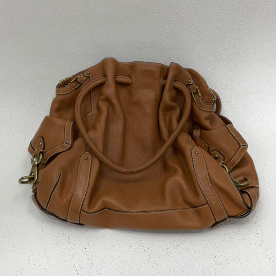 Womens Brown Pebbled Leather Inner Pockets Double Handle Shoulder Bag image number 2