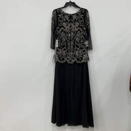 NWT Pisarro Nights Womens Black Beaded Long Sleeve Back Zip A-Line Dress Size 10 alternative image