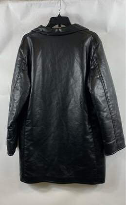 GV Womens Black Leather Long Sleeve Pockets Notch Collared Button Front Jacket alternative image