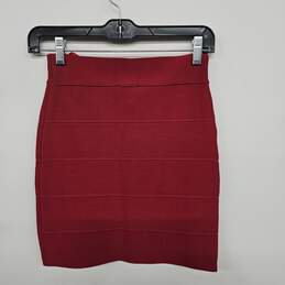 Red Ribbed Mini Skirt alternative image