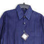 NWT Mens Blue Striped Spread Collar Long Sleeve Button-Up Shirt Size Medium image number 3