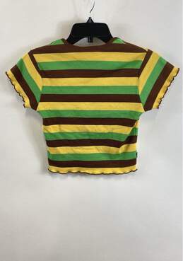 Obey Womens Multicolor Striped Hanna Baby Henley Cropped T-Shirt Size Small alternative image