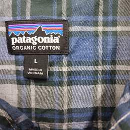 Patagonia Men's Organic Cotton Blue Plaid LS Button Up Shirt Size L alternative image