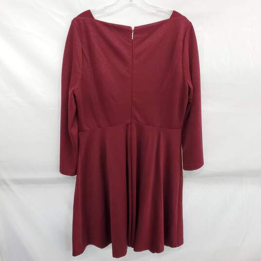 Kate Spade New York Women's Burgundy 3/4 Sleeve Sparkle Ponte Dress Size 16 image number 2