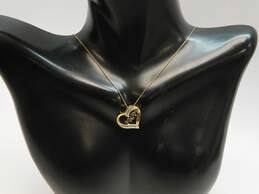 10K Yellow Gold 0.09 CTTW Diamond Mom Heart Pendant Necklace 1.9g