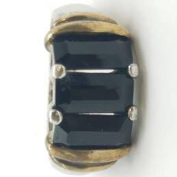 Sterling Silver 10K Accents Onyx Sz 5.5 Ring 5.6g