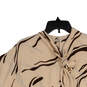 Womens Cream Brown Animal Print Mock Neck Dolman Sleeve Blouse Top Size L image number 4