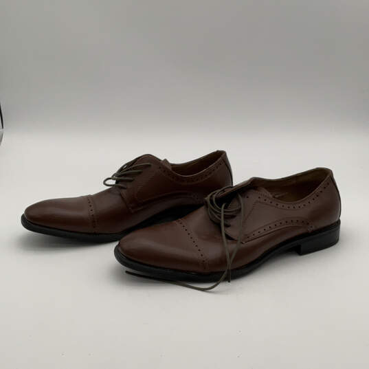 Mens Michigan Brown Leather Almond Toe Lace-Up Oxford Dress Shoes Size 11 image number 4