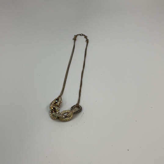 Designer J. Crew Gold-Tone Iridescent Stones Large Link Chain Necklace image number 2