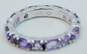 Sterling Silver White Sapphire & Amethyst Eternity Band Rings 5.8g image number 3