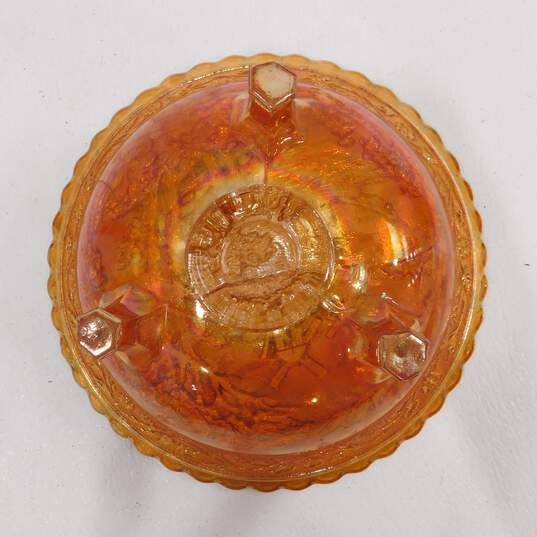 VTG Marigold Iridescent Carnival Glass Windmill Double Dutch Bowl w/ Dish & Bowl image number 4