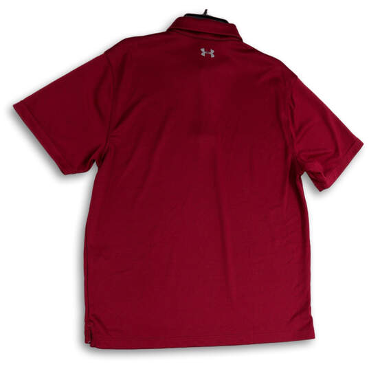Mens Maroon Short Sleeve Spread Collar Loose Fit Polo Shirt Size Large image number 2