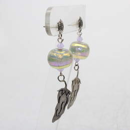 Artisan AJM Signed Sterling Silver Colorful Accent Pepper Earrings - 8.5g alternative image