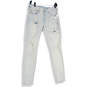 NWT Womens Light Blue Denim Distressed Stacked Skinny Leg Jeans Size 28W 30L image number 1