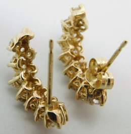 14K Yellow Gold 0.84 CTTW Round Diamond Half Hoop Earrings 2.6g alternative image