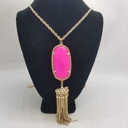 Kendra Scott Gold Tone Rayne Hot Pink Tassel On 32" Necklace 44.6g