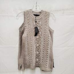 NWT BCBG WM's Cold Shoulder Cable Knit Champaign Arlene Sweater Size XXS