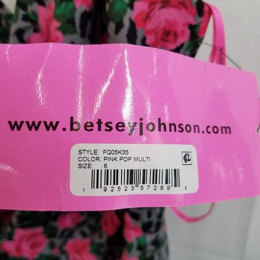Betsey Johnson pink floral strapless printed dress 6 nwt image number 3