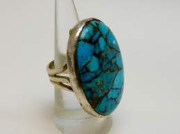 Artisan 925 Composite Turquoise Cabochon Large Oval Statement Ring 20.5g alternative image