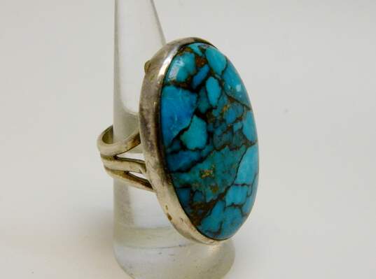 Artisan 925 Composite Turquoise Cabochon Large Oval Statement Ring 20.5g image number 2