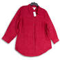NWT Womens Red Long Sleeve Spread Collar Pockets Button-Up Shirt Size 1X image number 1