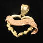 10K Two Tone Gold 'FOREVER' Ribbon Heart Pendant - 1.09g image number 1