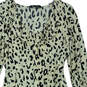 Womens Beige Black Animal Print Ruffle  Long Sleeve Blouse Top Size Small image number 3
