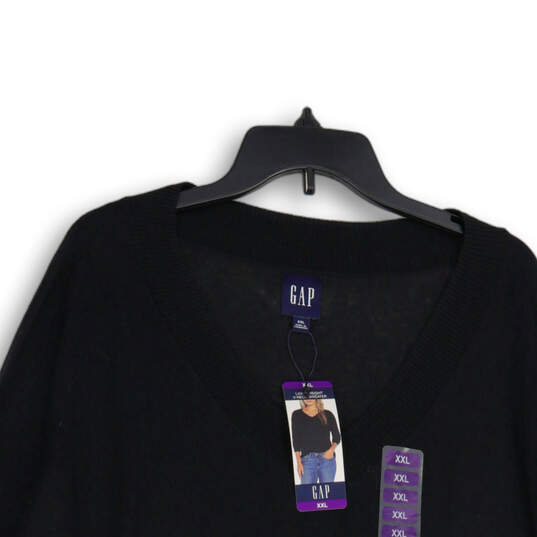 NWT Womens Black V-Neck Long Sleeve Ribbed Cuff Pullover Sweater Size XXL image number 3