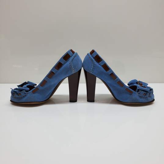 Women's Dolce & Gabbana Blue Suede Platform Loafer Heels Euro Size 37.5 image number 3