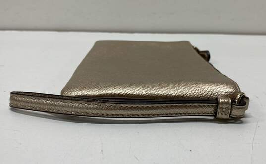 Kate Spade Gold Leather Pouch Wristlet Wallet image number 3