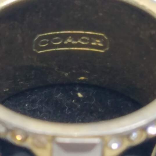 Coach Authentic Gold Tone Black Enamel Crystal 10mm Sz 5.5 Ring W/C.O.A 7.2g image number 4