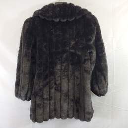 Jordache Women Black Faux Fur Coat Sz 15/16 alternative image