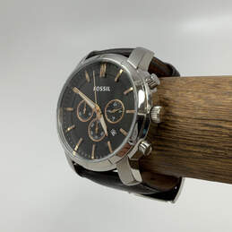 Designer Fossil BQ1525 Black Leather Strap Analog Chronograph Wristwatch